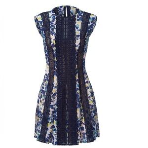 STUNNING EUC BCBG silk dress floral print lacy details